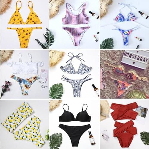 Special offer mix 2021 Sexy Print Swimsuit Women Swimwear Halter Push Up Swimsuit Bandage Bathing Suit Wear Female Beachwear