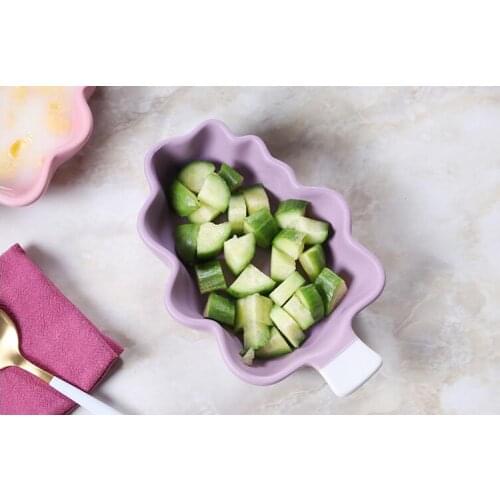 1PC Creative Nordic Design Christmas Tree Baking Bowl Children Cartoon Ceramic Tableware Roasted Snacks Salad Fruit Dish OK 0838