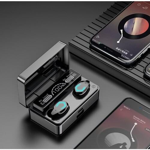 2021 wireless bluetooth 5.1 headset for iso android new tws sports headset hd led power display headphones with microphone