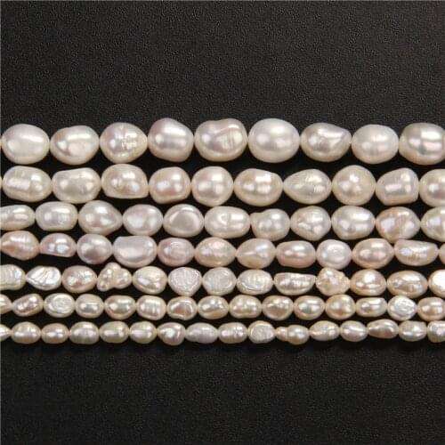 4-11mm Natural Freshwater Pearl Beads White Oval Baroque Pearl Loose Beads For Jewelry Making DIY Bracelet Neckalace 14" Strand