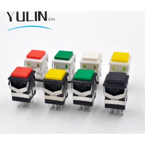 5PC/lot KD2-24 Self reset switch 3A/250V 6A/125V Snap-in 2NO2NC Momentary Square Push Button