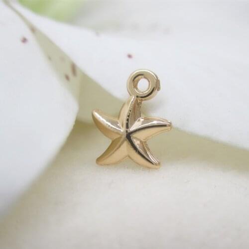 6PCS 8x10MM 24K Champagne Gold Color Plated Starfish Pendants Charms for DIY Jewelry Making Accessories