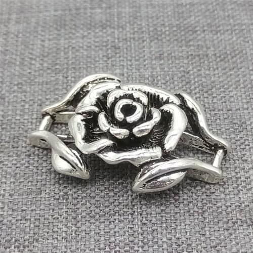 925 Sterling Silver Rose Flower Connector 3D for Bracelet
