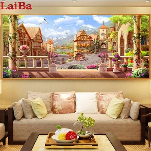 City Garden Street Diamond Painting Rhinestone 5D DIY Diamond Embroidery,Cross Stitch,diamond Mosaic painting Sale big size art