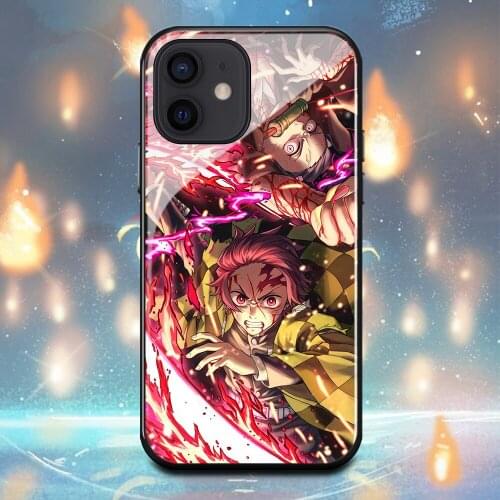Demon Slayer Kamado Tanjirou Phone Case For Iphone 12Mini 12Pro 11 11Pro X XR XS Max 6 6s 7 8 Plus Tempered glass shell Cover