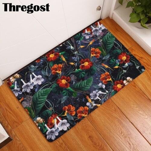 Floral Printed 3D Carpet Absorbent Doormat Bath Mats Anti Slip Machine Washable Mat Microfiber Floor Rug Modern Mat for Entrance