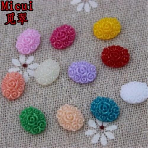 Micui 100PCS 10*14MM Mix Color AB Oval Roses Flatback Resin Rhinestones Stone Beads Scrapbooking Craft Jewelry Accessories ZZ175
