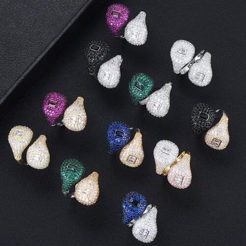 Missvikki 11 Colors Bridal Wedding Open Rings Adjustable with Full Charm Shiny Clear Austrian Crystal Jewelry