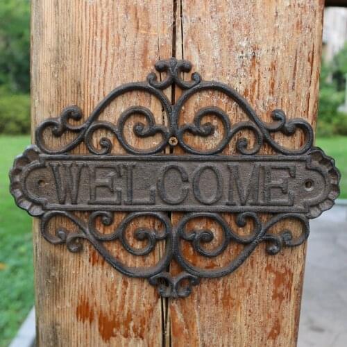 European Style Courtyard Wall Hanging Decoration Welcome Cast Iron Art House Number Shop Furniture Hardware