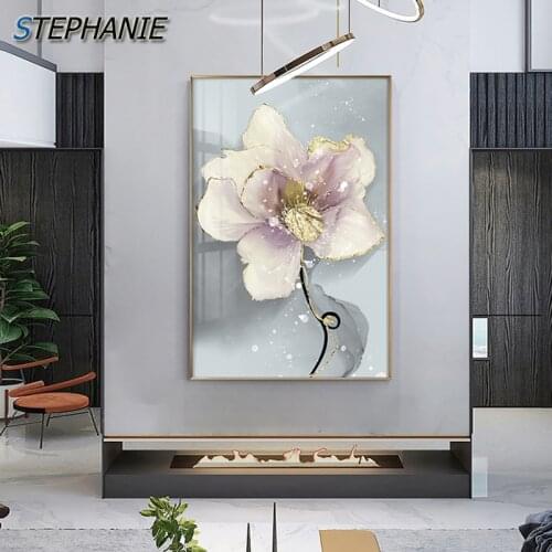 White Flowers Canvas Art Abstract Poster Print Nordic Style Peonies Wall Art Pictures Deco Wall Painting Scandinavian Decoration