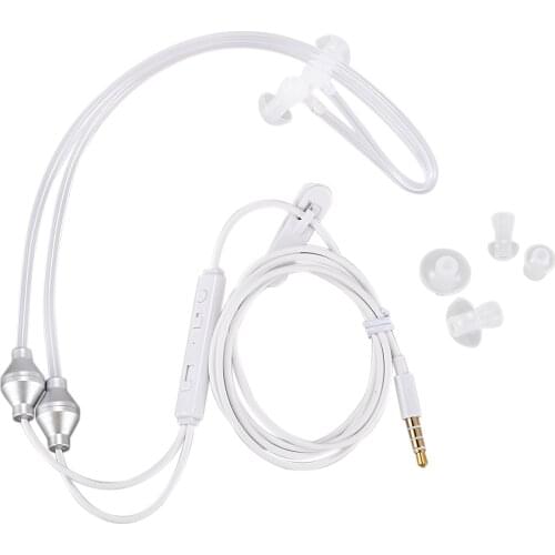 New Anti Radiation Binaural Earphones Stereo Headphones with Microphone Universal 3.5mm Noise Cancelling Air Tube Acoustic Earbu