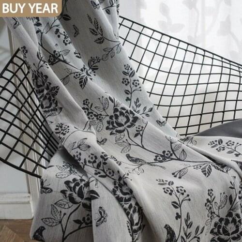 New Chinese Curtains for Living Room Bedroom Cotton and Linen Fabric Butterfly Jacquard Curtains Finished Product Customization
