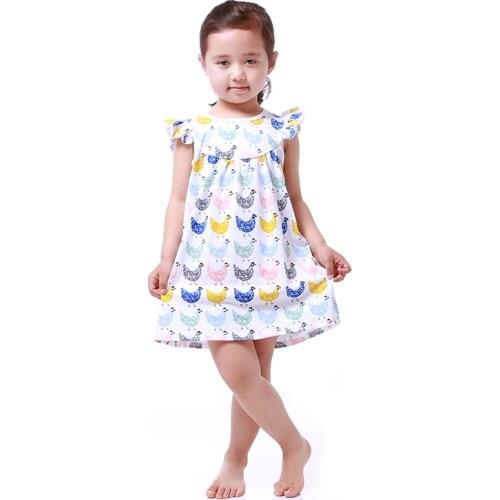 Wholesale boutique chicken dress cotton short sleeve fashion toddler kid girl party dress baby dresses summer girls dresses