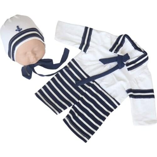 P&W Hot Sale Baby Boy Clothes Brand Summer Kids Clothes Sets T-shirt+ Hat suit Naval Style Stripe Clothes newborn suits
