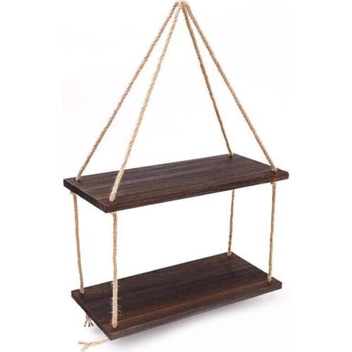 Hanging Rope Racks On The Wall Flower Pot Storage Racks Wall Hanging Wooden Hanging Pendant Ornaments