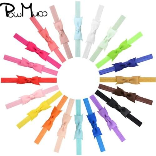 Powmuco Boutique Handmade Dovetail Bows Children Headband Grosgrain Ribbon Bowknot Elastic Infant Hairband Kids Hair Accessories