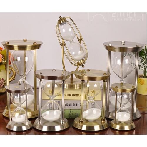 Retro Luxury Metal Plating Hourglass ampulheta 15/30/60 Minutes Glass Sandy clock for Kitchen Office School Decor free ship
