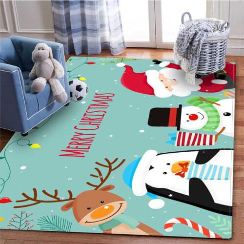 Merry Christmas Childrens Rug Floor Mat For Bedroom Cute Cartoon Santa Claus Kids Room Rug For Boys Girls Crawling Mat Washable