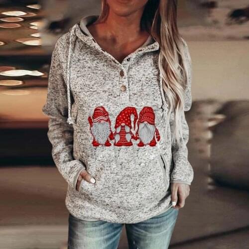 S-XL Retro Women Christmas Party Spots Reindeer Printed Long Sleeve Pockets Loose Hooded Sweatshirt Autumn Winter Pullover худи