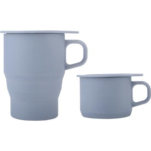 Silicone Collapsible Travel Cup Folding Camping Cup with Lids Expandable Drinking Portable Compression