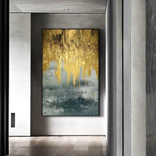 Nordic Abstract Green Yellow Oil Painting on Canvas Posters and Prints Wall Art Pictures for living Room Scandinavian Home Decor