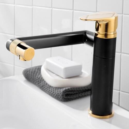 Bathroom Basin Faucet Copper Vessel Sink Tap 360 Degree Rotation Swivel Arm Cold Hot Water Mixer Tap Single Handle Washbasin Tap