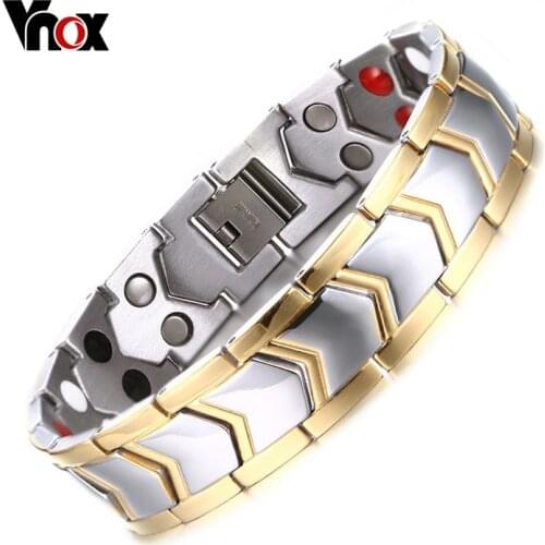 Vnox Healthy Stainless Steel Bracelet Men Jewelry Bio Energy with Adjustable Tool