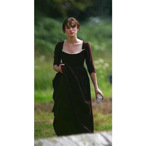 Movie Pride and Prejudice Style Women Velvet Dress Half Sleeve Wine Red Vintage Long Dress Custom Made