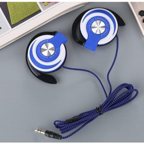 1pcs Universal 3.5mm Plug Wired Stereo Metal Wired Headphones Heavy Bass Headset Over-ear Adjustable Ear Hook Earphone for Phone