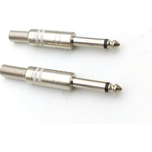 100pcs metal 6.35mm Mono Plug With Spring Cable Protector Solder adapter CONNECTOR