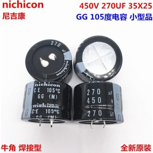 2PCS/10PCS 270uf 450v Nichicon GG 35x25mm 450V270uF Snap-in PSU Capacitor