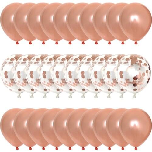 30pcs/lot Multi Confetti Balloons Rose Gold Helium Balls Boy Girl Happy Birthday Party Balloon Wedding Party Decoratoon Supplies