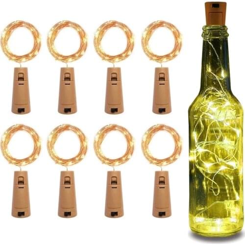 4/8pcs Wine Cork 20LEDS Bar Birthday Party Wedding Celebration Holiday Christmas Party New Year Halloween Battery Powered Lights