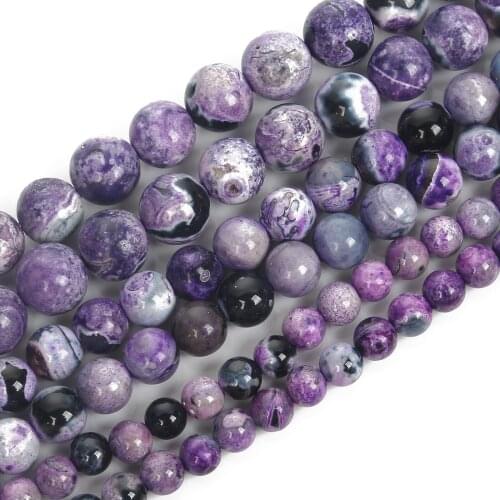6/8/10mm Natural Stone Beads Round Purple flame agate Spacer beads For Jewelry Making DIY Charm Bracelet Necklace Handmade