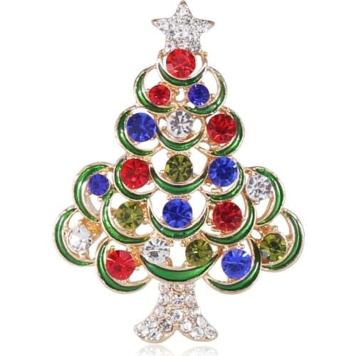 CINDY XIANG New Fashion Rhinestone Christmas Tree Brooches Unisex New Year Colorful Enamel Brooch Pins Jewelry Christmas Gift