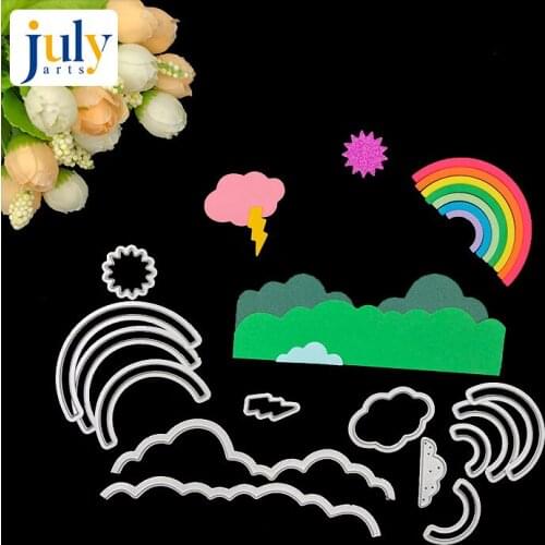 Julyarts Scrapbooking Die Sunshine Rainbows Cloud Lightning Weather Metal Cutting Dies For Scrapbooking Card Making Stencil DIY