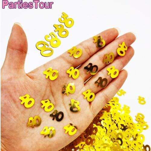 300pcs Gold Confetti Digit 30 40 50 60 Number Confetti for Birthday Anniversary Decoration 30 40 50th Birthday Party Table Decor