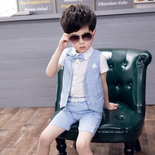 Suits & Blazers Costume for Boy Cotton Baby Boys Suits 2019 New Single Breasted Suits Boys Formal Wedding Wear Children Clothing