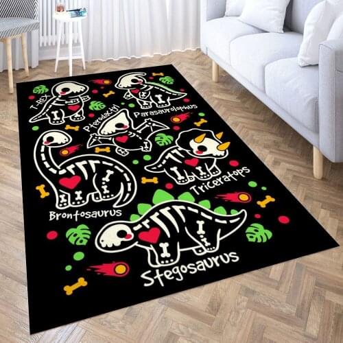 Dinosaur skeletons Carpet for Living Room 3D Anime Cartoon Rug Gamer Teen Room Bedside Lounge Rug Kids Children Floor Mats