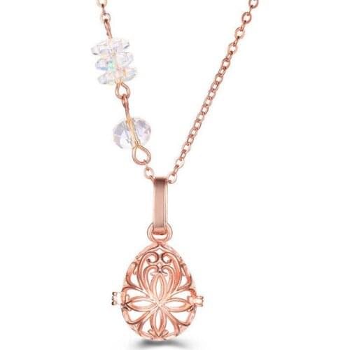 Nice Hollowed Pattern DIY Openable Teardrop Locket Cage Girl`s Essential Oil Diffuser Necklace Pendant Jewelry