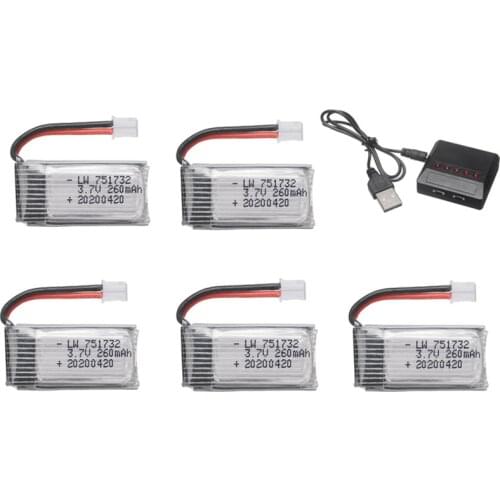 3.7V 260mAh Lipo Battery For H36 E010 E011 E012 E013 Drone for Furibee F36 RC Quadcopter Parts 3.7v 751732 Battery Charger Set