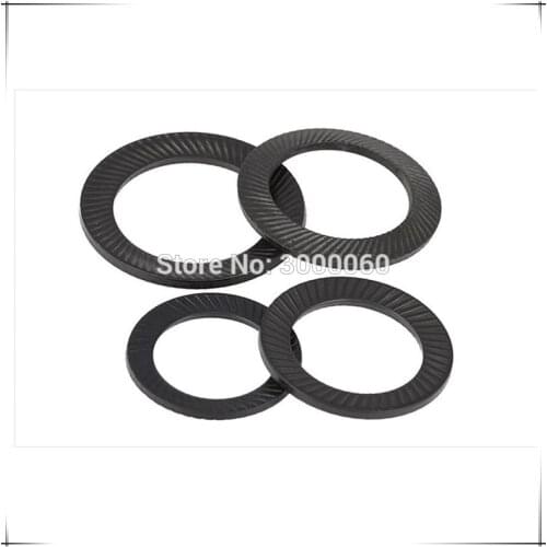 M10 M12 M14 Black Carbon Steel Double Ridges Anti-skid Gasket Lock Washers With Doule Faced Printing