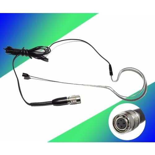 Mini Hirose 4 pin Single Hook Head Headset Microphone For Audio Technica Wireless Black Color