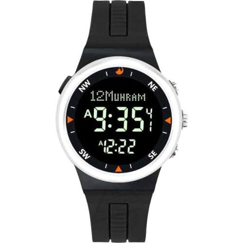 Muslim Qibla Watch with Azan Alarm for All Prayers Islamic AL Harameen Fajr Time Wrist Clock