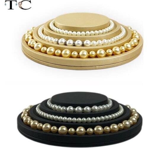 New Quality Jewelry Counter Showcase Gold Black PU Pearl Necklace Bracelet Display Holder Joyeros Organizador De Joyas