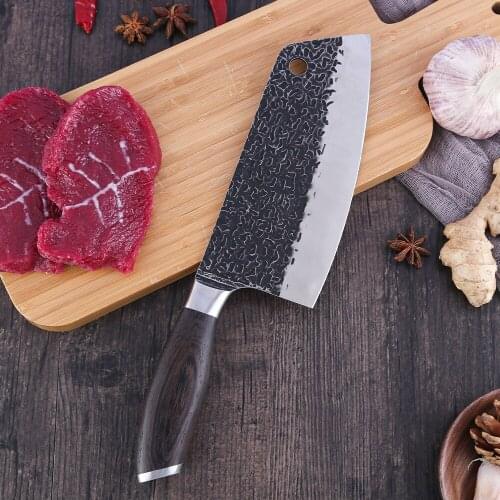 7.5 Inch Chopping Knife Hammering Pattern Chef Slicing Knife Stainless Steel Butcher Meat Cleaver Kitchen Knife Vegetable Cutter