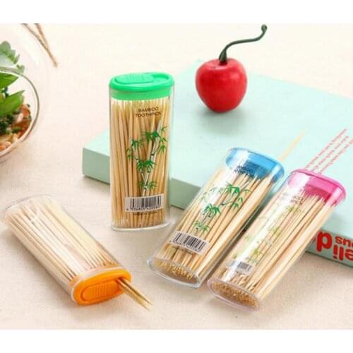 Random Color 100PCS/Box Bamboo Toothpick Disposable Natural Toothpicks Family Restaurant Accessories Fruit Sharp Tooth Sticks