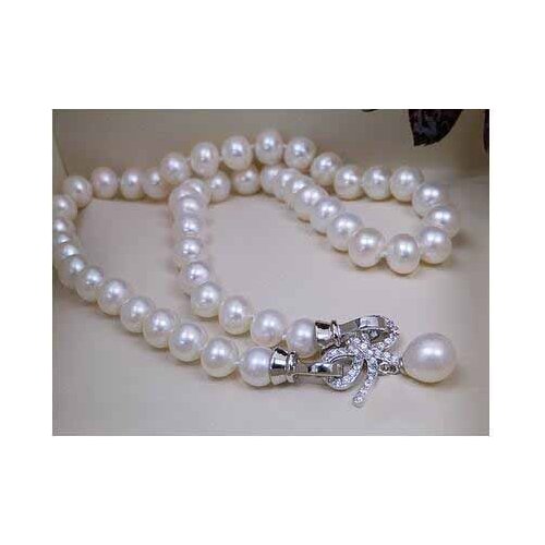 8-9MM authentic natural freshwater pearl necklace nearly round pearl necklace pendant 925 Silver clasp 18inch