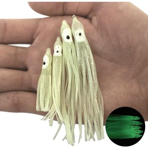 5pcs 5cm/7cm/10cm/12cm Luminous Squid Skirts Soft Lure Octopus Lure Squid Jig Fishing Soft Lures Jigging Saltwater Fishing Lure