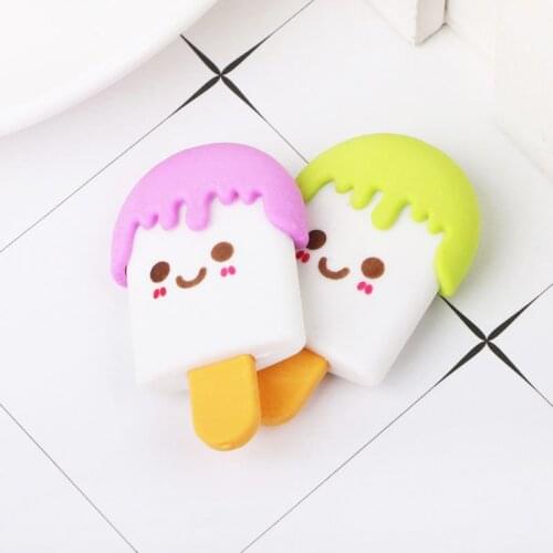 R9UA Cute 3D Cartoon Face Ice Cream Rubber Erasers Pencil Eraser For Kids School Supplies Stationery